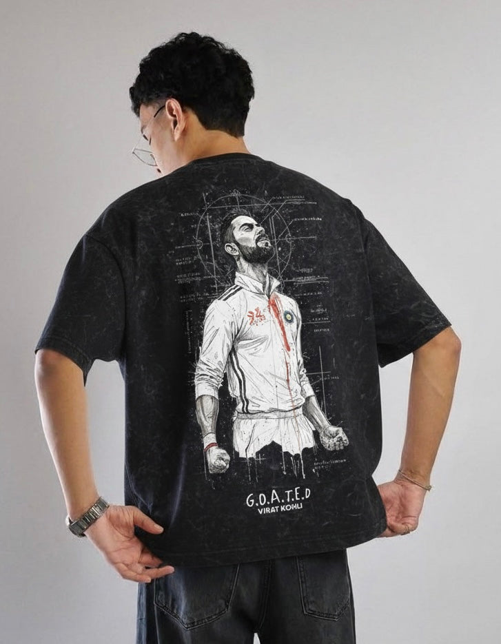 G.O.A.T.E.D KOHLI | illustration design  - printed unisex oversized tshirt