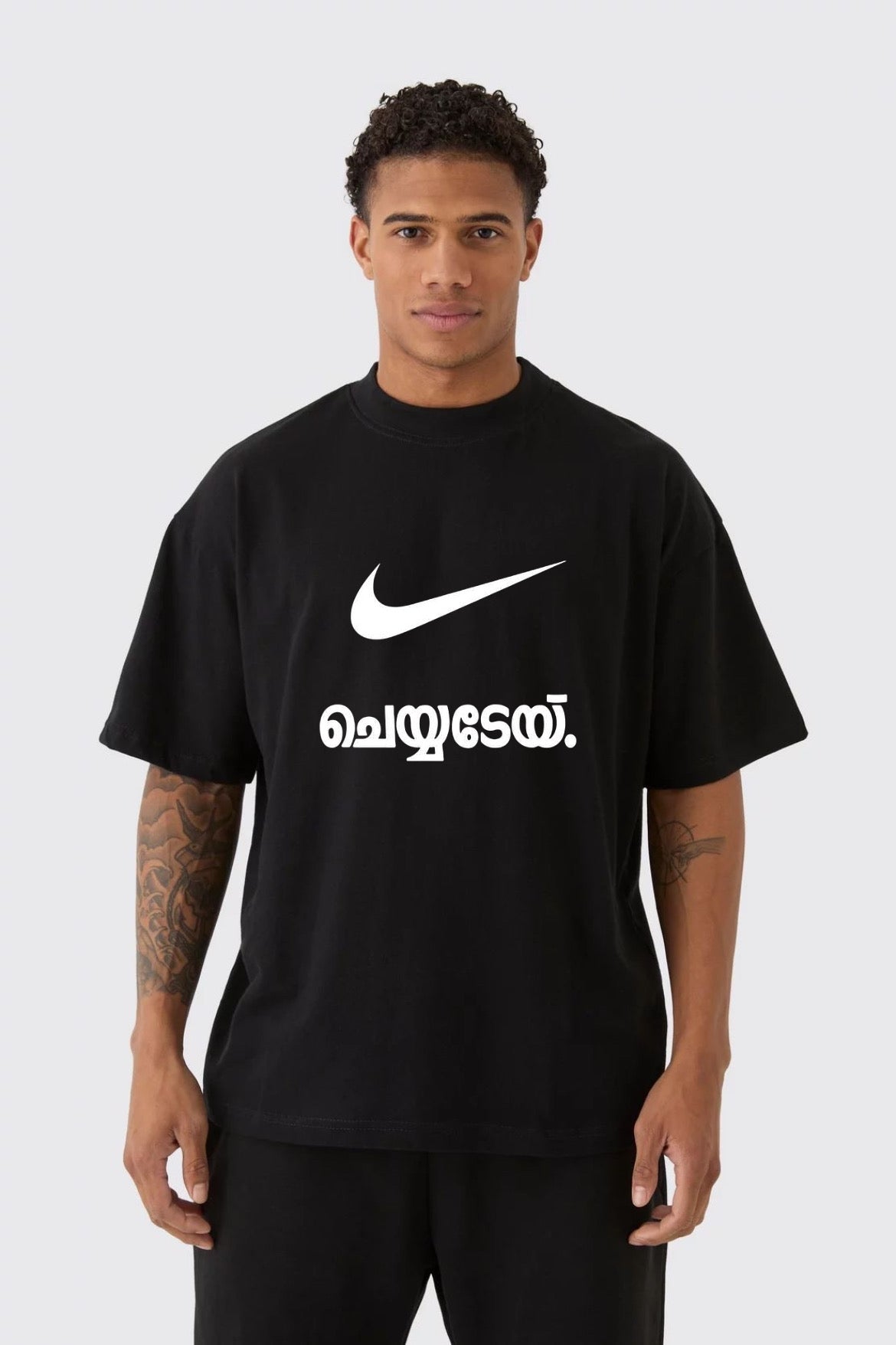 Like cheyyadey | Malayalam typography printed oversized unisex tshirt