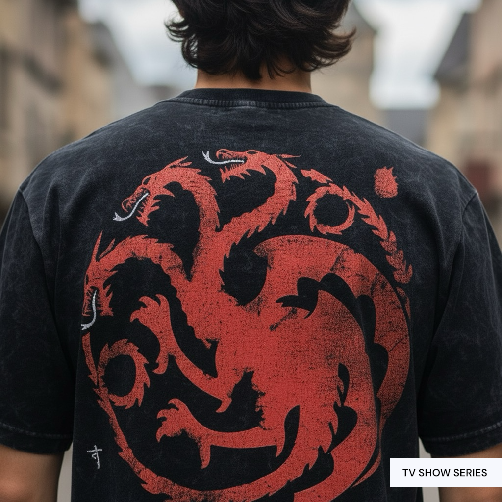 GAME OF THRONES : HOUSE TARGARYEN fire and blood -  unisex printed oversized tshirt
