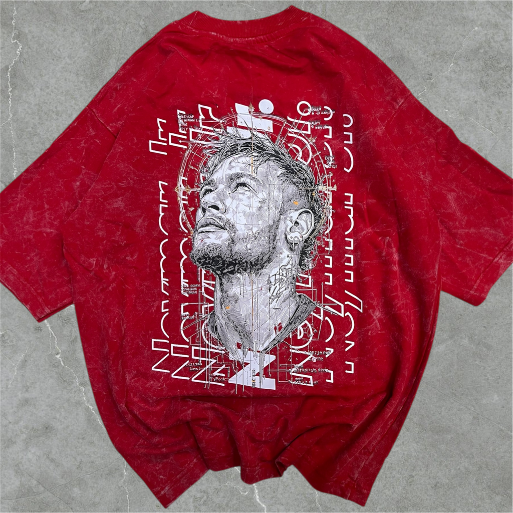 Wear the Legend : NEYAMR Illustrated back print Five-Sleeve T-Shirt