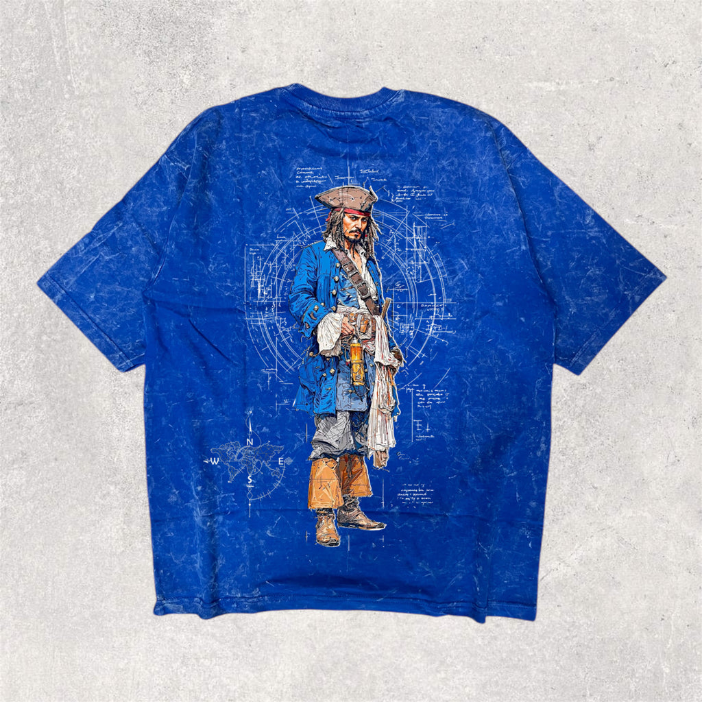 JACK SPARROW : Black pearl - character printed unisex oversized tshirt
