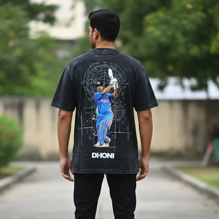 M S DHONI  - printed unisex oversized tshirt