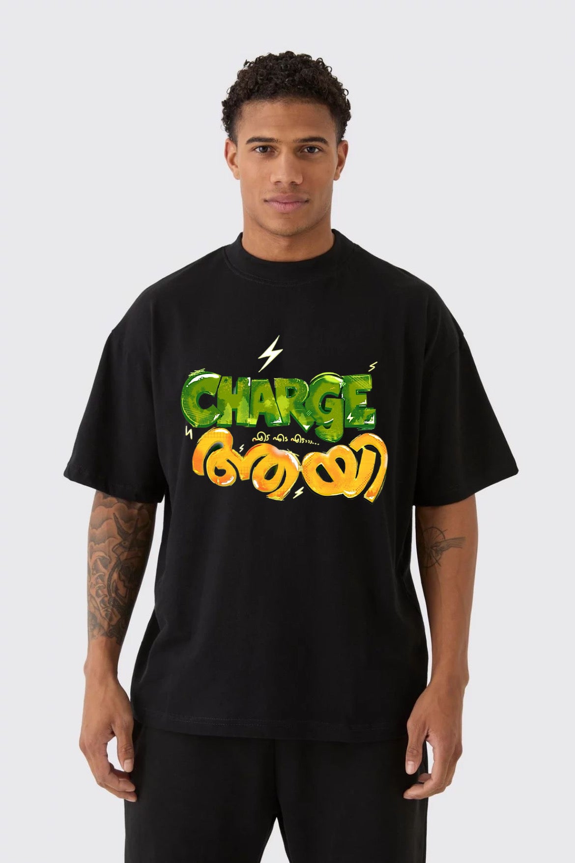 Charge ayi | Malayalam typography printed oversized unisex tshirt