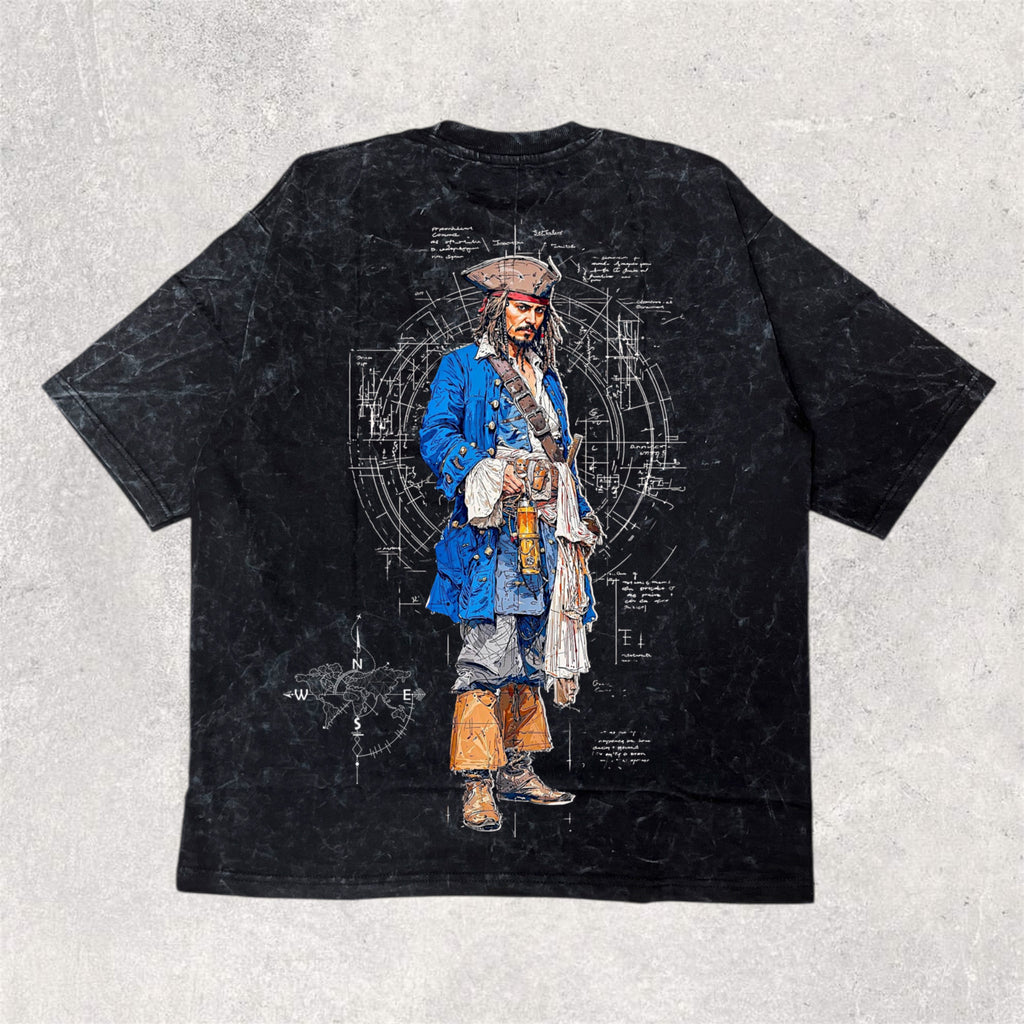 JACK SPARROW : Black pearl - character printed unisex oversized tshirt