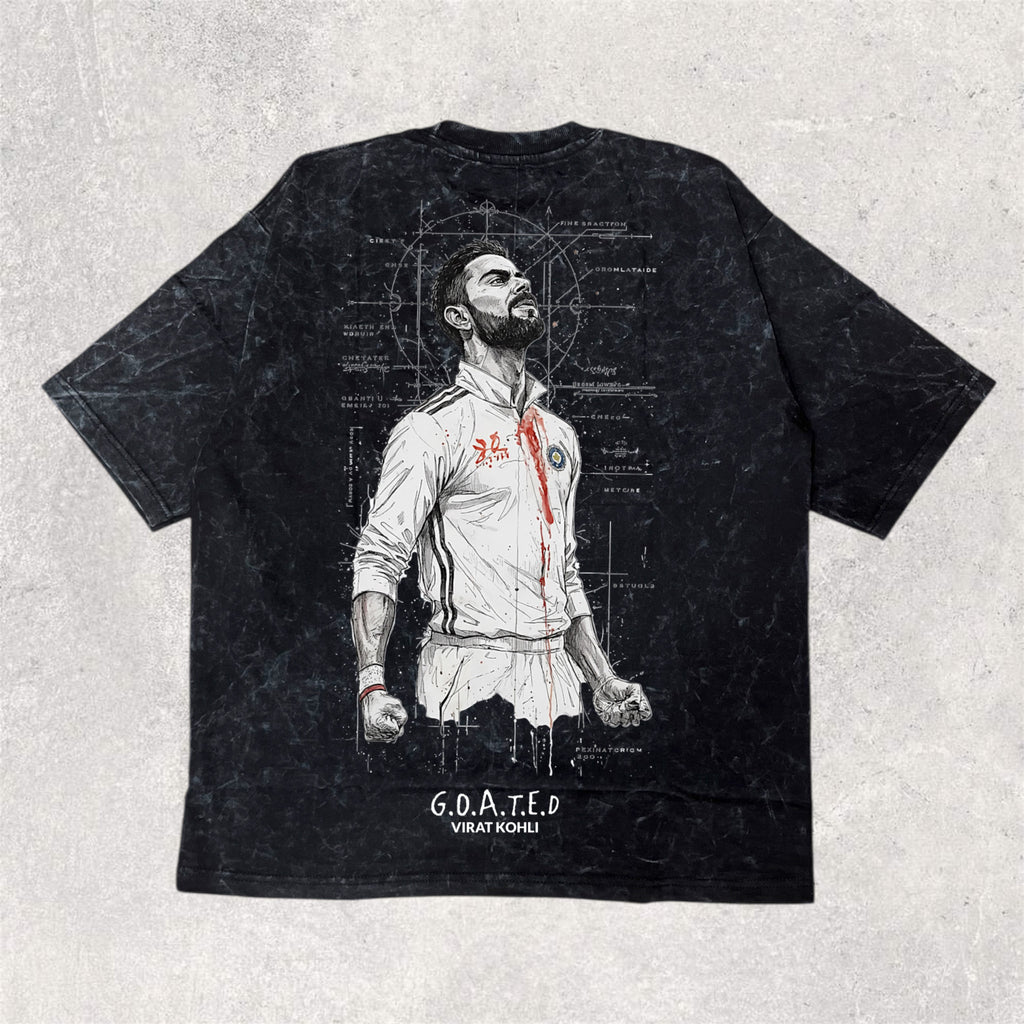 G.O.A.T.E.D KOHLI | illustration design  - printed unisex oversized tshirt