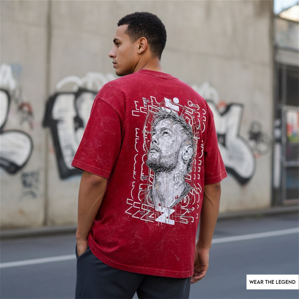 Wear the Legend : NEYAMR Illustrated back print Five-Sleeve T-Shirt