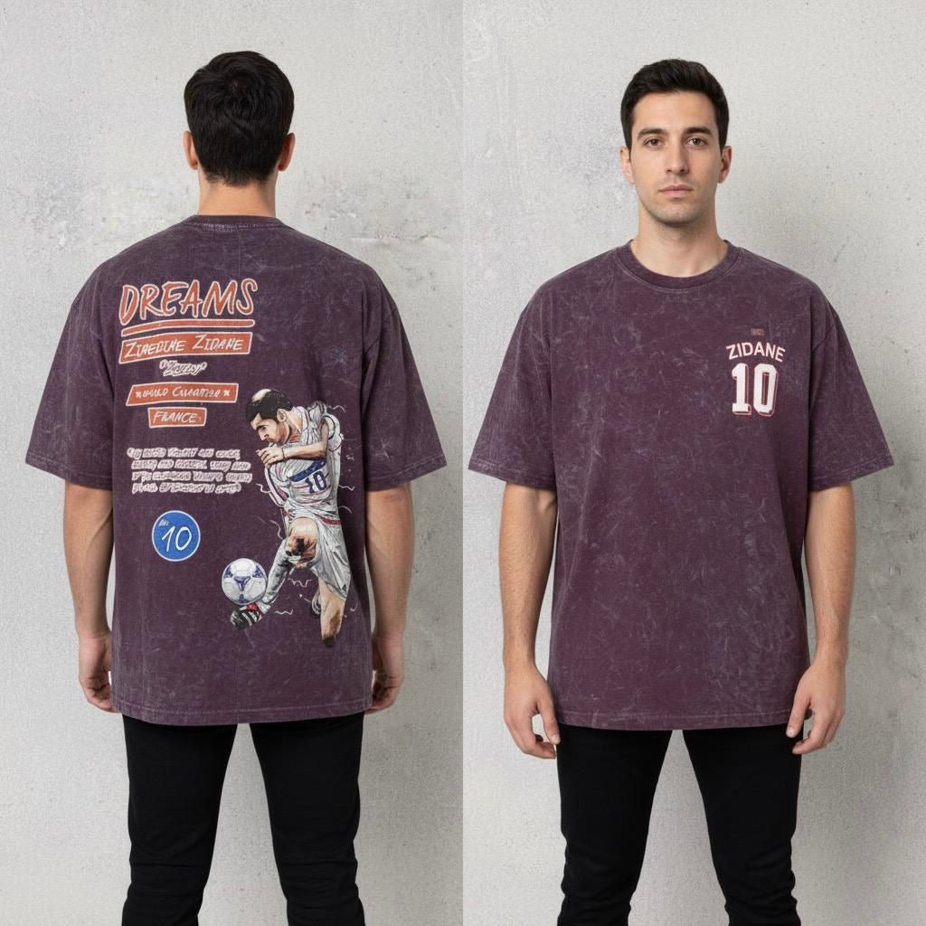 Wear the Legend:  ZIDANE printed  Five-Sleeve T-Shirt ( oversized fit )