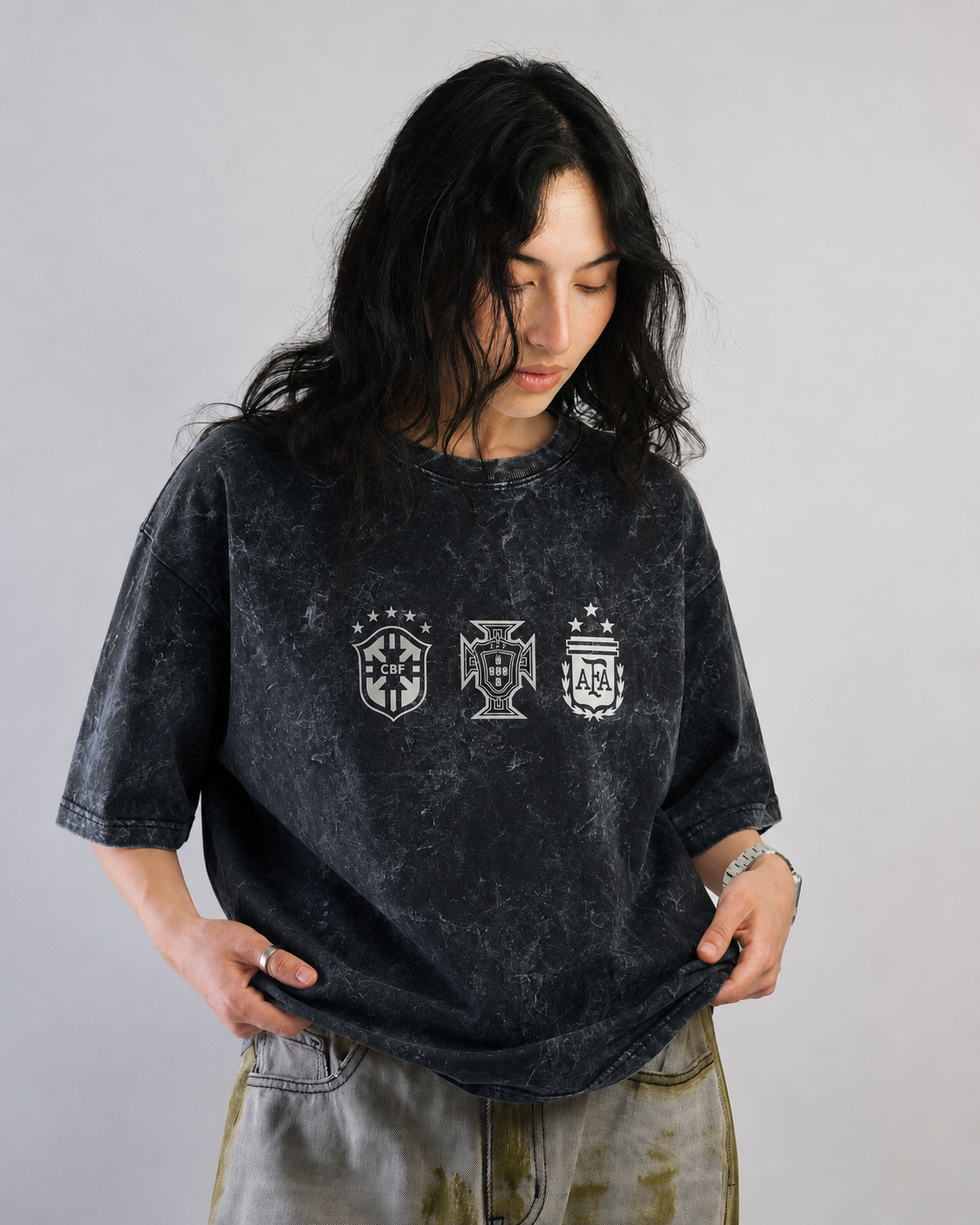 Wear the legend : THREE ICONS printed oversized unisex tshirt