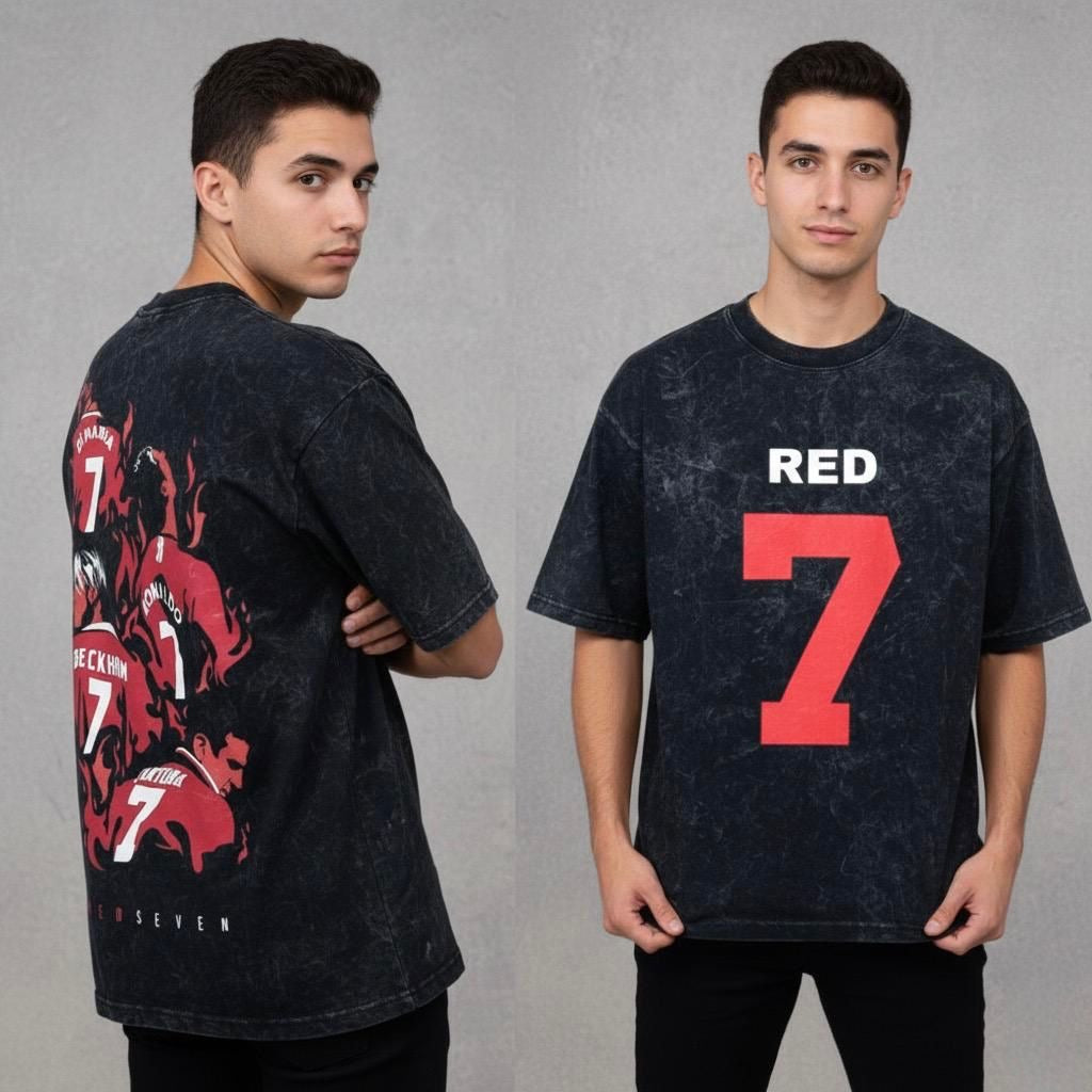 Wear the legend :RED 7 back printed unisex oversized tshirt